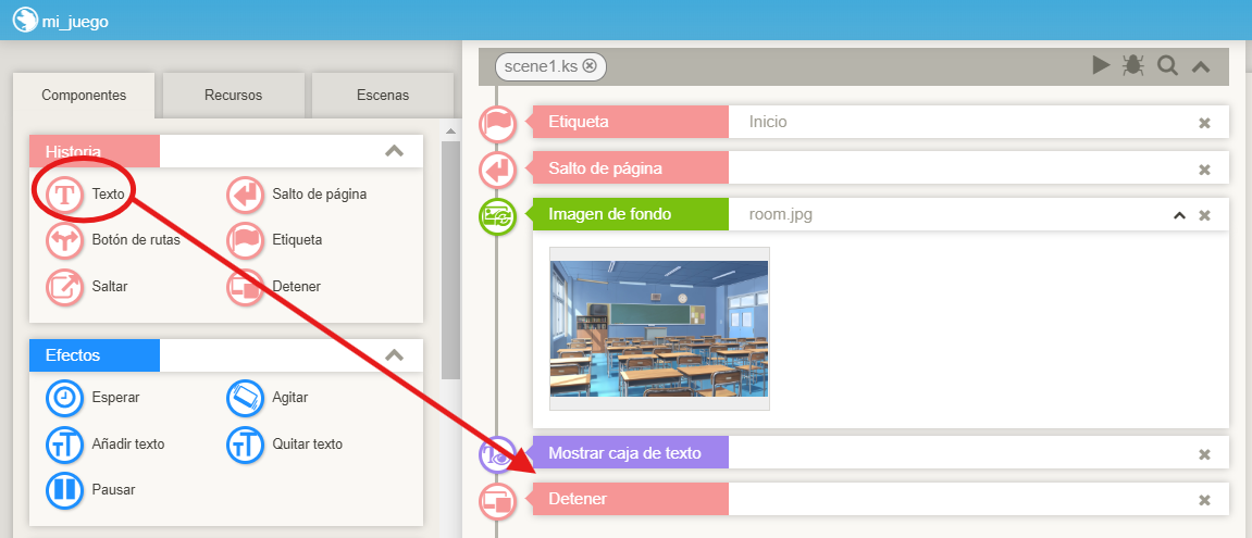 scenario drag and drop component